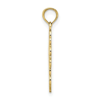 10k Yellow Gold With Rhodium-Plating-Plated Beaded Lace Trim Cross Pendant