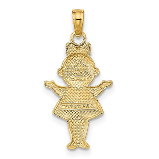 10K Yellow Gold Textured w/Rhodium-plating Girl Charm