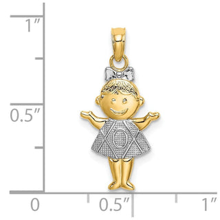 10K Yellow Gold Textured w/Rhodium-plating Girl Charm