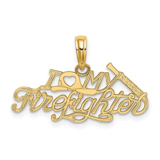 10K Yellow Gold I LOVE MY FIREFIGHTER Charm 10K925