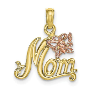 10k Yellow and Rose Gold Mom w/ Butterfly Pendant