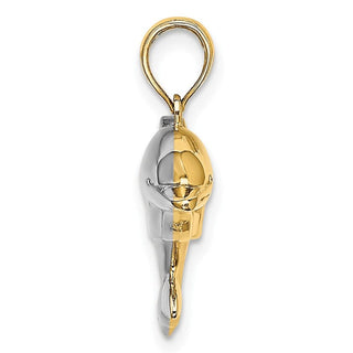 10K Yellow Gold w/Rhodium-plating 3-D Reversible Puffed Dolphin Charm