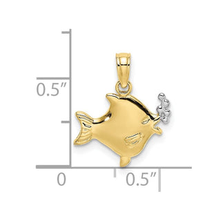 10K Yellow Gold 2-D Fish w/ Bubbles Charm