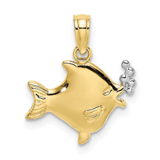 10K Yellow Gold 2-D Fish w/ Bubbles Charm