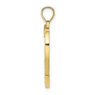 10k Yellow Gold With Rhodium-Plating-Plated Heart With 2 Kids Mom Pendant