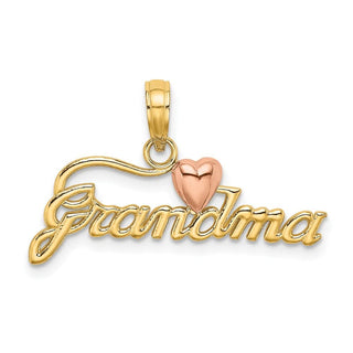 10k Two-tone Gold GRANDMA w/ Heart Charm