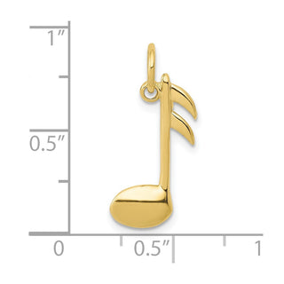 10K Yellow Gold Polished Flat-Backed Musical Note Charm