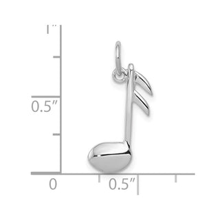 10k White Gold Polished Flat-Backed Musical Note Charm