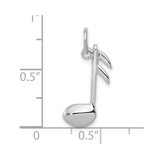 10k White Gold Polished Flat-Backed Musical Note Charm
