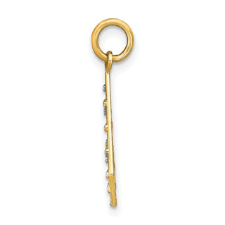 10K Yellow Gold w/Rhodium-plating Diamond-cut Small Criss-Cross Charm