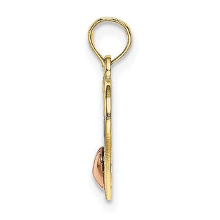10k Yellow and Rose Gold with Rhodium Polished MOM and Heart in Heart Pendant
