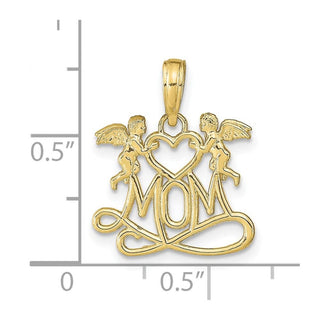 10K Yellow Gold Polished MOM w/Heart and Angels Pendant