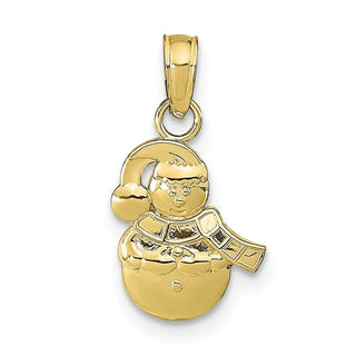 10k Yellow Gold Snowman Pendant