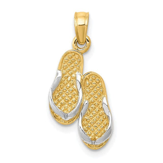 10K Yellow Gold & Rhodium-plating Solid Polished Sandals Pendant
