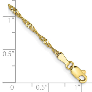 7" 10k Yellow Gold 1.7mm Singapore Chain