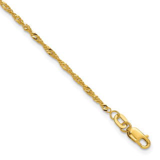 7" 10k Yellow Gold 1.7mm Singapore Chain