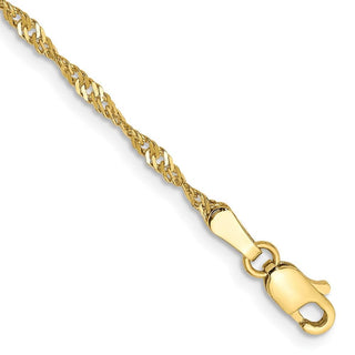 10" 10k Yellow Gold 1.7mm Singapore Chain