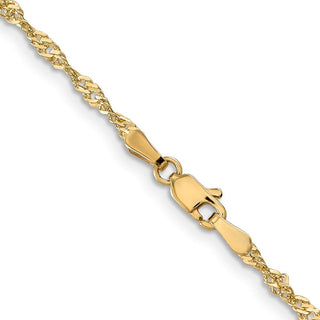 7" 10k Yellow Gold 2mm Singapore Chain