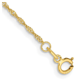 7" 10k Yellow Gold 1.1mm Singapore Chain