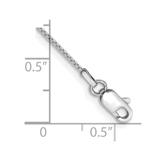 9" 10k White Gold .9mm Box Chain Anklet