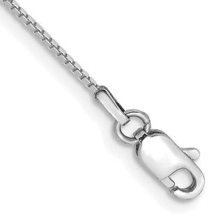 7" 10k White Gold .9mm Box Chain