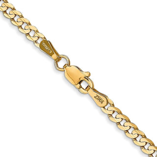 24" 10k Yellow Gold 3mm Open Concave Curb Chain