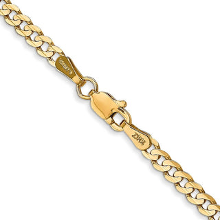 16" 10k Yellow Gold 3mm Open Concave Curb Chain