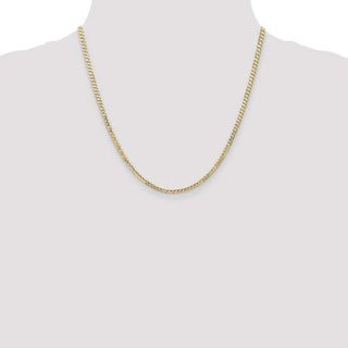 20" 10k Yellow Gold 3mm Open Concave Curb Chain