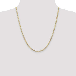 22" 10k Yellow Gold 3mm Open Concave Curb Chain