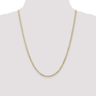 24" 10k Yellow Gold 3mm Open Concave Curb Chain