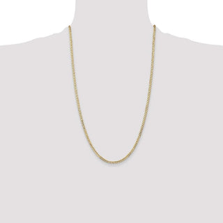 26" 10k Yellow Gold 3mm Open Concave Curb Chain