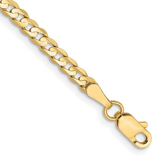 7" 10k Yellow Gold 3mm Open Concave Curb Chain
