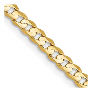 18" 10k Yellow Gold 3mm Open Concave Curb Chain