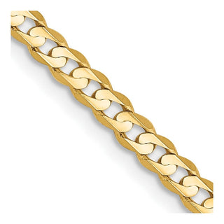 24" 10k Yellow Gold 3mm Open Concave Curb Chain
