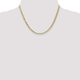 18" 10k Yellow Gold 3.8mm Open Concave Curb Chain