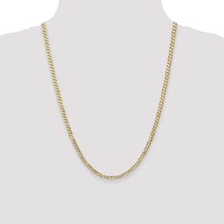 24" 10k Yellow Gold 3.8mm Open Concave Curb Chain