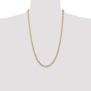26" 10k Yellow Gold 3.8mm Open Concave Curb Chain