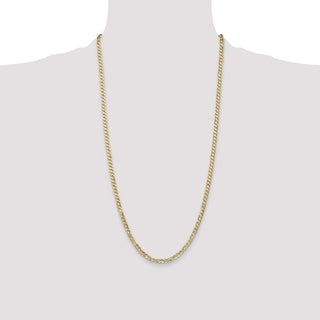 28" 10k Yellow Gold 3.8mm Open Concave Curb Chain