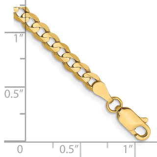 7" 10k Yellow Gold 3.8mm Open Concave Curb Chain