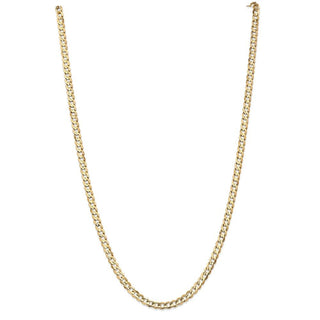 24" 10k Yellow Gold 4.5mm Open Concave Curb Chain