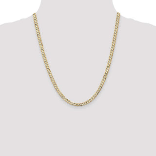 22" 10k Yellow Gold 4.5mm Open Concave Curb Chain