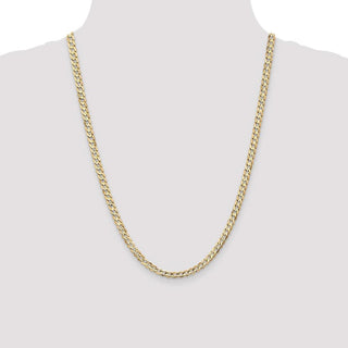 24" 10k Yellow Gold 4.5mm Open Concave Curb Chain