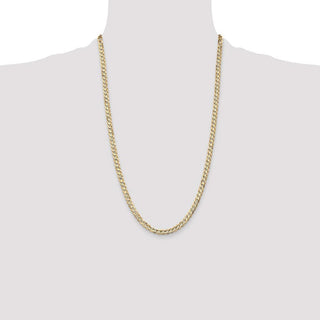 26" 10k Yellow Gold 4.5mm Open Concave Curb Chain
