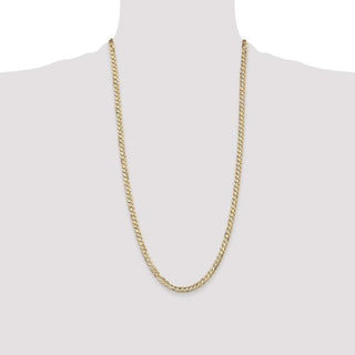 28" 10k Yellow Gold 4.5mm Open Concave Curb Chain