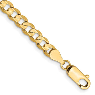 8" 10k Yellow Gold 4.5mm Open Concave Curb Chain