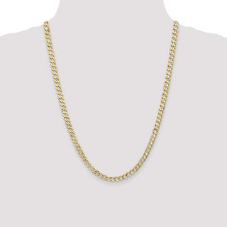 24" 10k Yellow Gold 5.25mm Open Concave Curb Chain