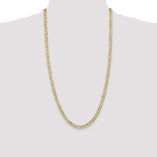28" 10k Yellow Gold 5.25mm Open Concave Curb Chain