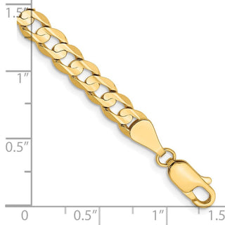 7" 10k Yellow Gold 5.25mm Open Concave Curb Chain