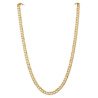 28" 10k Yellow Gold 6.75mm Open Concave Curb Chain
