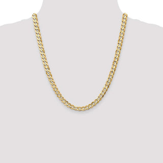 22" 10k Yellow Gold 6.75mm Open Concave Curb Chain
